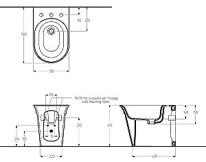 Биде напольное Migliore MONACO 32073 белая керамика/декор золото купить в интернет-магазине Sanbest