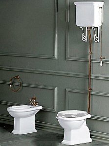 Унитаз SIMAS Lante LA02 с высоким бачком, белый/бронза купить в интернет-магазине Sanbest