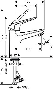 Смеситель для раковины Hansgrohe Novus 100 71031000 купить в интернет-магазине сантехники Sanbest