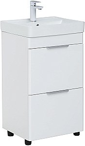 Тумба с раковиной Aquanet Ирис new 50 напольная белый глянец для ванной в интернет-магазине Sanbest