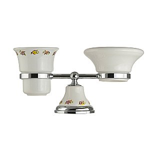 Держатель со стаканом и мыльницей Migliore Provance ML.PRO-60.510.CR керамика с декором/хром купить в интернет-магазине сантехники Sanbest