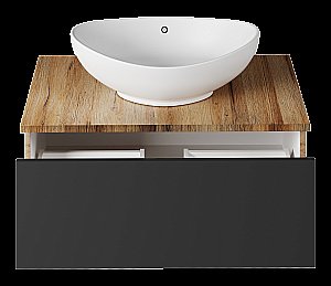 Тумба с раковиной Misty Ива - 80 П-Ива-01080-481Я графит/дуб вотан для ванной в интернет-магазине Sanbest