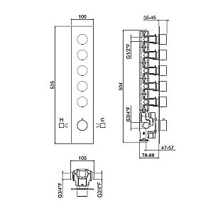 Встраиваемый смеситель для термостата Carimali W21059CR купить в интернет-магазине сантехники Sanbest