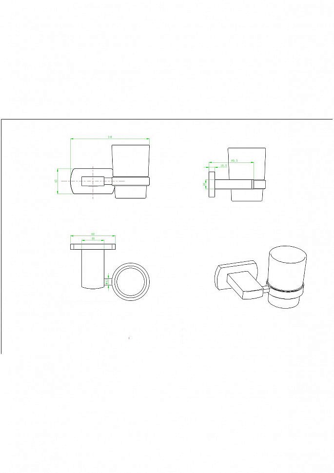 Стакан для зубных щеток CeramaLux Azzuro 95602 черный матовый/золото купить в интернет-магазине сантехники Sanbest