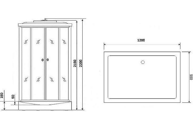 Душевая кабина Niagara Luxe 7711W 90х120 серебро купить в интернет-магазине Sanbest