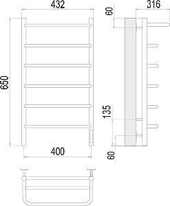 Полотенцесушитель электрический Terminus Полка П6 400х650 купить в интернет-магазине сантехники Sanbest