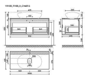 Тумба с раковиной Sancos Very 100 со столешницей, Doha Soft для ванной в интернет-магазине Sanbest
