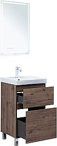 Тумба с раковиной Aquanet Алвита new 50 344126+333265 дуб веллингтон табак для ванной в интернет-магазине Sanbest