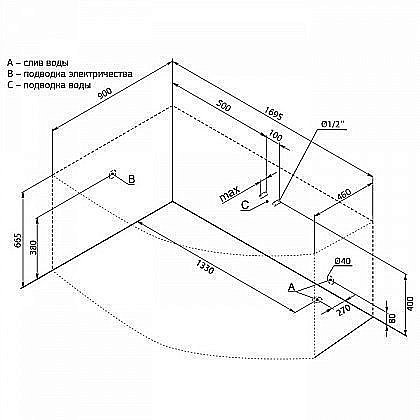 Акриловая ванна Aquanet Jersey 170x100 205405 к/с32 купить в интернет-магазине Sanbest