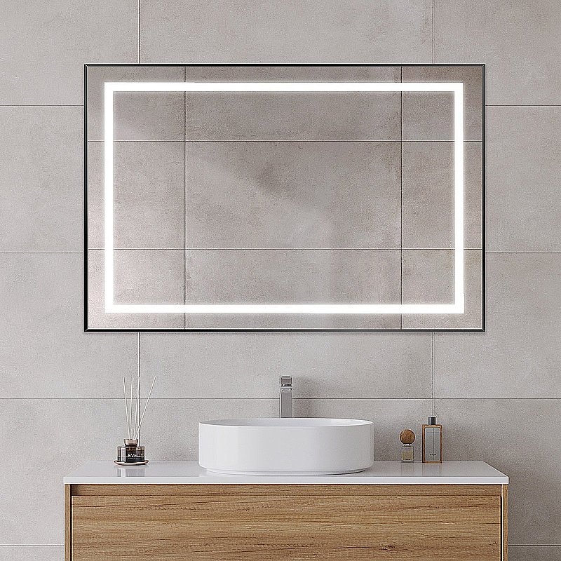 Зеркало BelBagno Kraft SPC-KRAFT-1200-800-SENS-NERO черный в ванную от интернет-магазине сантехники Sanbest