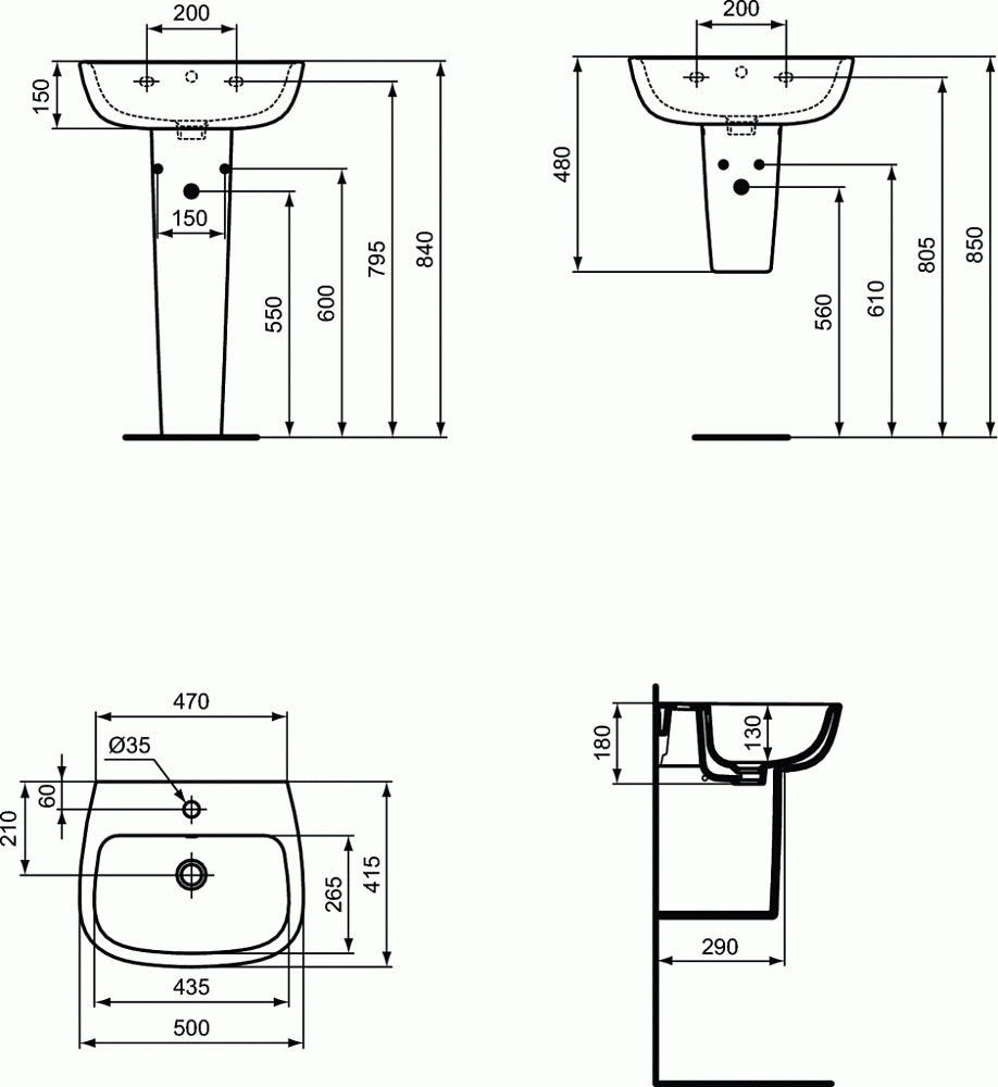 Раковина на пьедестале Ideal Standard Esedra T280801 купить в интернет-магазине Sanbest