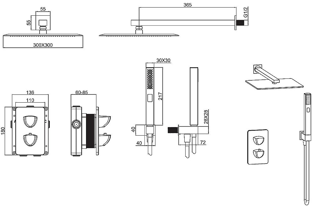 Душевая система Allen Brau Infinity 5.21016-31 купить в интернет-магазине сантехники Sanbest