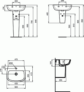 Раковина на пьедестале Ideal Standard Esedra T280801 купить в интернет-магазине Sanbest