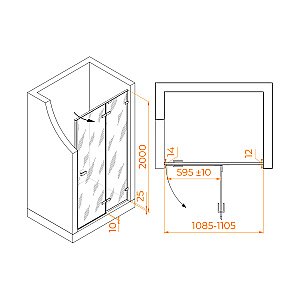 Душевая дверь RGW Stilvoll SV-004B 110 353200411-14 стекло прозрачное/профиль черный купить в интернет-магазине Sanbest