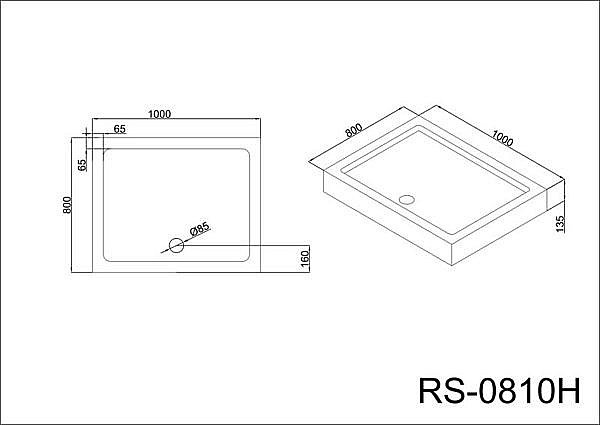 Душевой поддон Black&White Stellar Wind RS-0810H 1000x800 купить в интернет-магазине Sanbest