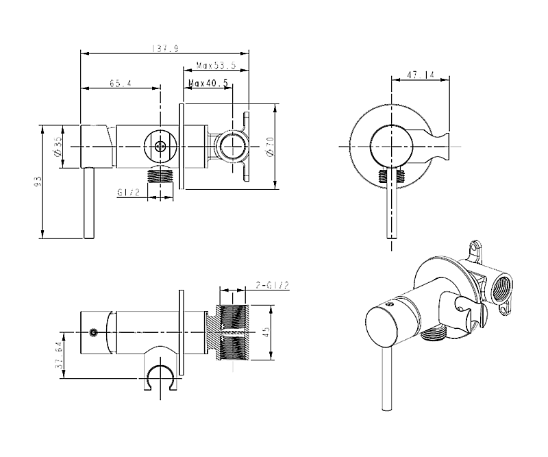 Гигиенический душ Bronze de Luxe LIBERTY 701GG графит купить в интернет-магазине сантехники Sanbest