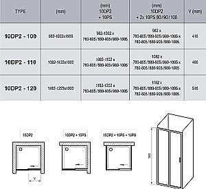 Душевой уголок Ravak 10° 10DP2 + 10PS 100x110 белый купить в интернет-магазине Sanbest