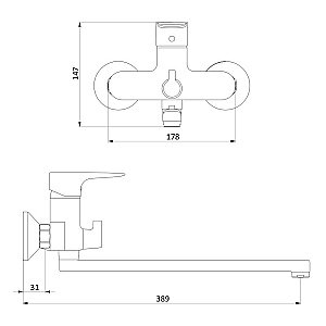 Смеситель для ванны RedBlu by Damixa Origin Evo 789500000 купить в интернет-магазине сантехники Sanbest