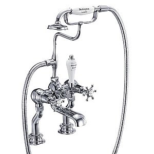 Смеситель для ванны Burlington Regent BIR15-QT хром/ручки белые купить в интернет-магазине сантехники Sanbest