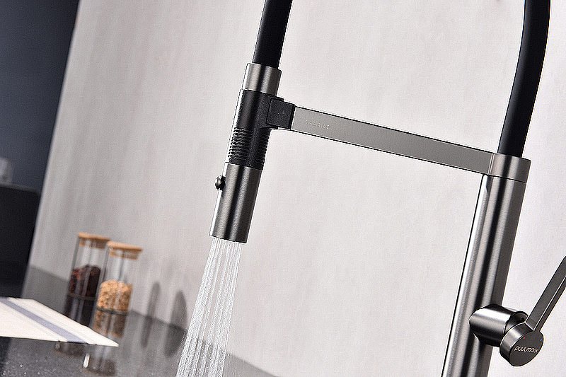 Смеситель для кухни Paulmark Leader Le214101-GM вороненая сталь купить в интернет-магазине сантехники Sanbest