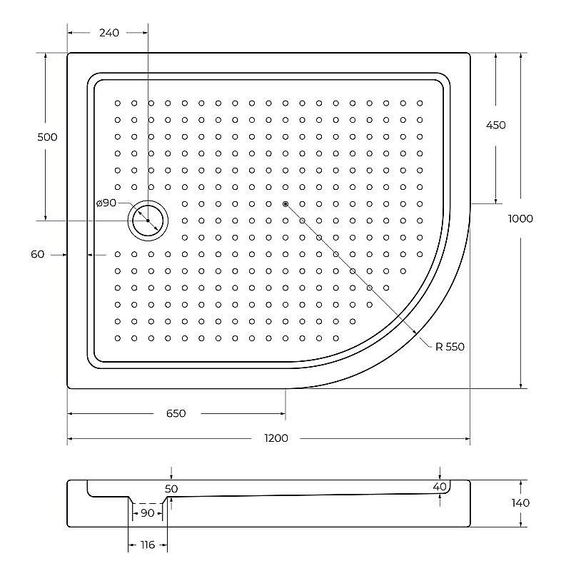 Душевой поддон Cezares TRAY-A-RH 120x100 купить в интернет-магазине Sanbest