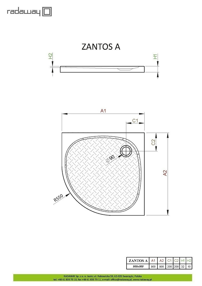 Душевой поддон Radaway Zantos A 90x90 купить в интернет-магазине Sanbest