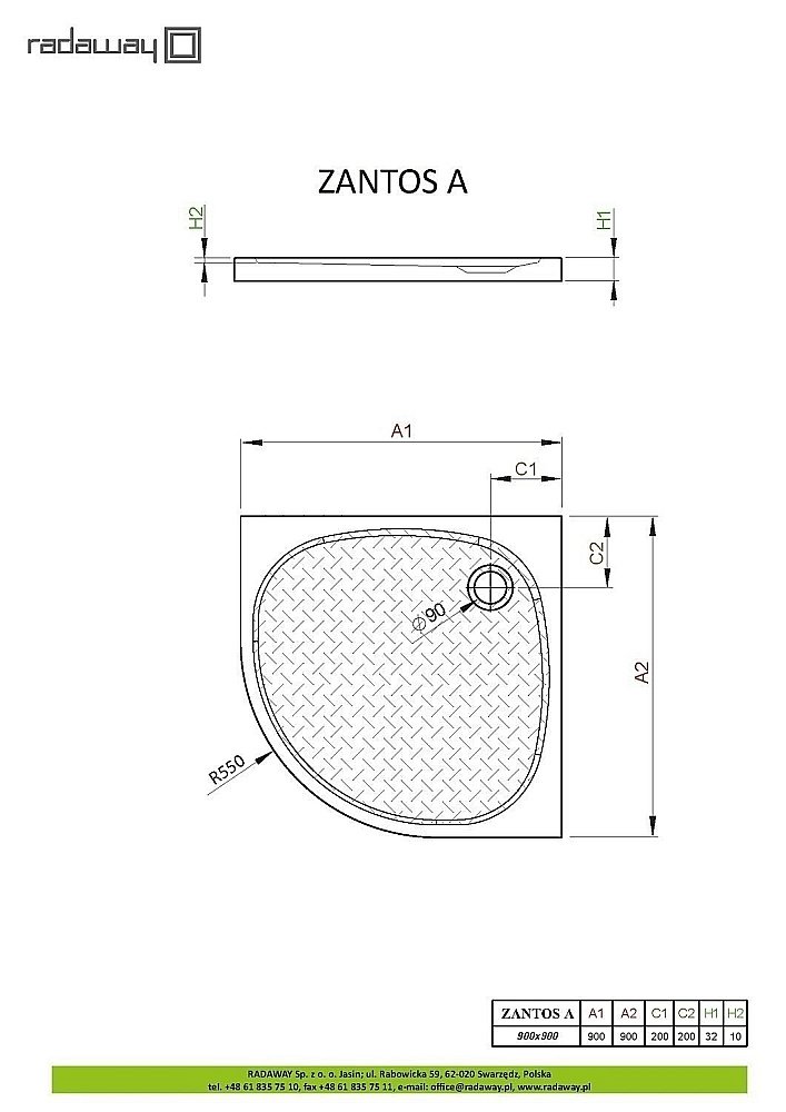 Душевой поддон Radaway Zantos A M3ZNA9090-06 90x90 белый купить в интернет-магазине Sanbest
