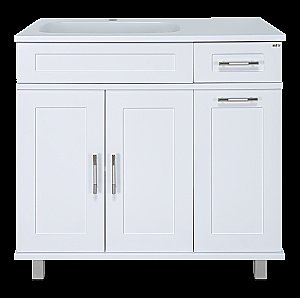 Тумба с раковиной Misty Купер - 90 П-Куп01090-012Бк белая для ванной в интернет-магазине Sanbest