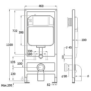 Унитаз подвесной WeltWasser BAMBERG 460+HEIMBACH 043 GL-WT+BAMBERG BL белый глянцевый, безободковый, с крышкой микролифт, слив-торнадо, с инсталляцией и черной кнопкой купить в интернет-магазине Sanbest