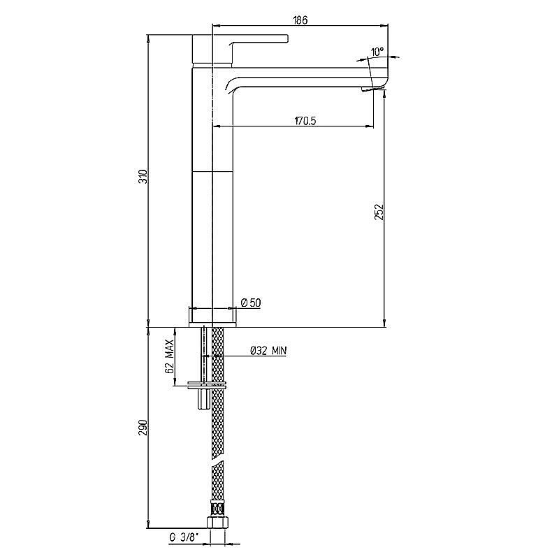 Смеситель для раковины PAINI Arena 92YO205LLBLLMKM черный купить в интернет-магазине сантехники Sanbest