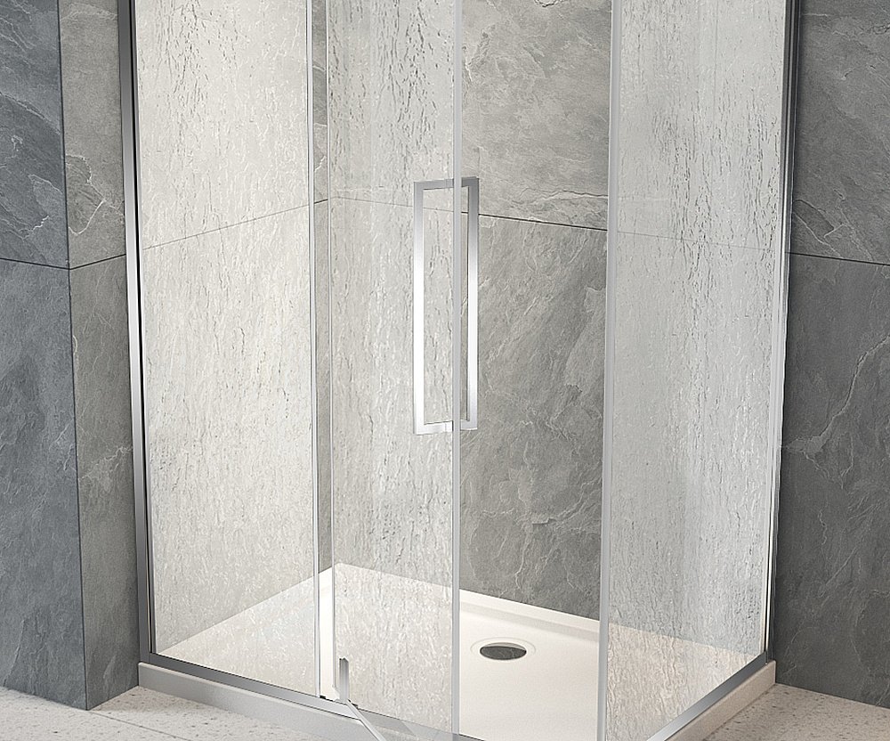 Душевой уголок Veconi Rovigo RV034R-100100-06-C7 100х100 стекло рифленое/профиль хром купить в интернет-магазине Sanbest