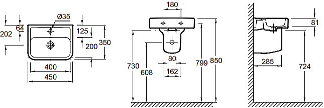 Раковина Jacob Delafon REPLAY 45 E4493-00 белая купить в интернет-магазине Sanbest