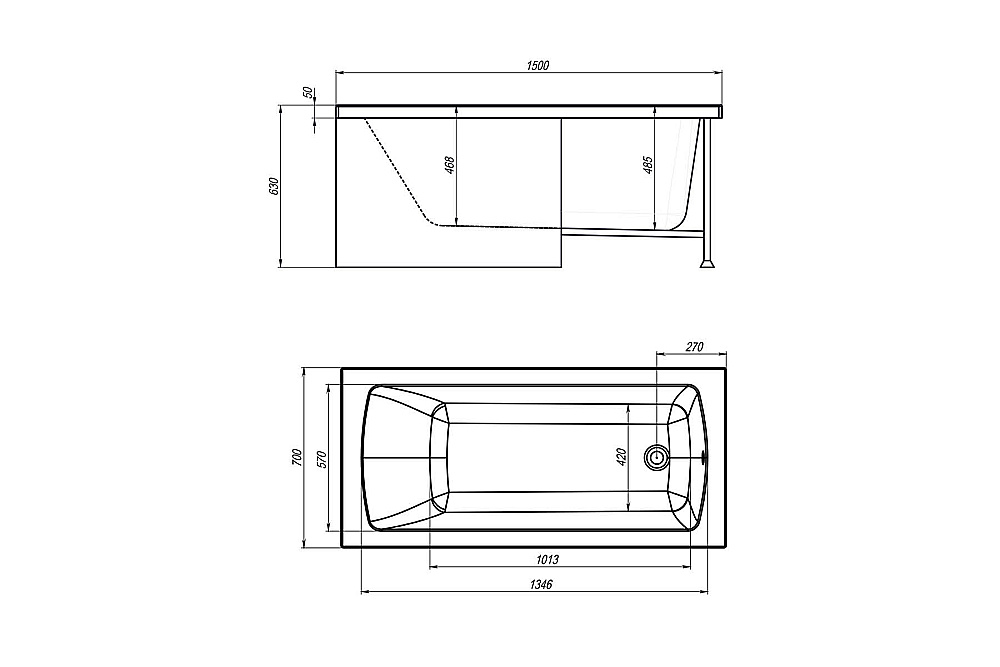 Акриловая ванна Royal Bath VIENNA RB953501 150x70 белый купить в интернет-магазине Sanbest