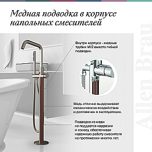 Смеситель для ванны Allen Brau Infinity 5.21009-BN никель брашированный купить в интернет-магазине сантехники Sanbest
