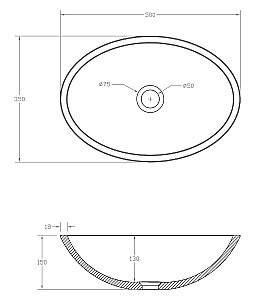 Раковина накладная ABBER Karbon AK2042 50 черная купить в интернет-магазине Sanbest