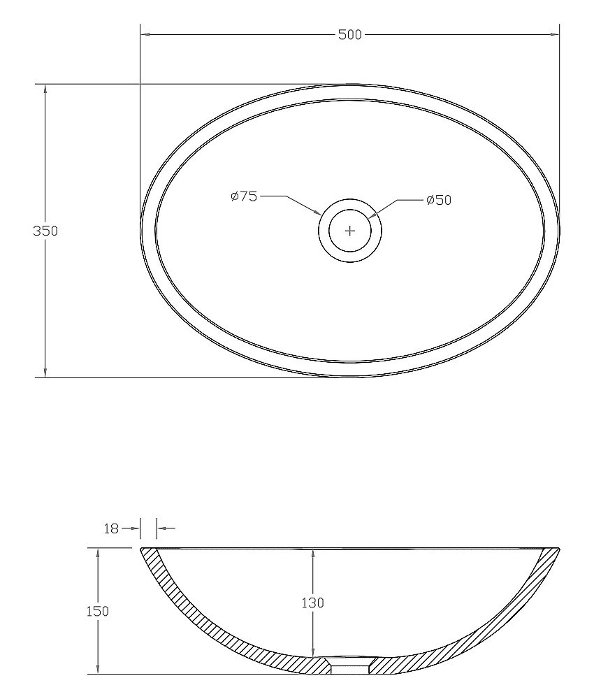 Раковина накладная ABBER Karbon AK2042 50 черная купить в интернет-магазине Sanbest