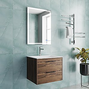 Тумба с раковиной Vincea Chiara 2D 60 VMC-2C2600CO/VCB-13600W тёмный дуб/раковина белая для ванной в интернет-магазине Sanbest