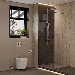 Душевое ограждение Allen Brau Infinity 1 100 3.21014.BA.T стекло тонированное/профиль серебро брашированное купить в интернет-магазине Sanbest