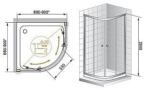 Душевой уголок Cezares Anima 90х90 ANIMA-R-2-90-C-Cr-IV стекло прозрачное/профиль хром купить в интернет-магазине Sanbest