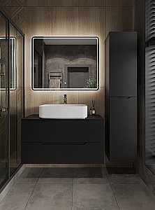 Тумба с раковиной Orange Line 100 Li-100TubMDF+B07-600W черный/белый для ванной в интернет-магазине Sanbest