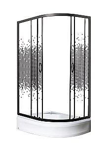 Душевой уголок с поддоном МОНОМАХ ДУ 100/80/180 МЗ BL L/R 10000012459 70x100 стекло прозрачное с рисунком/профиль черный купить в интернет-магазине Sanbest