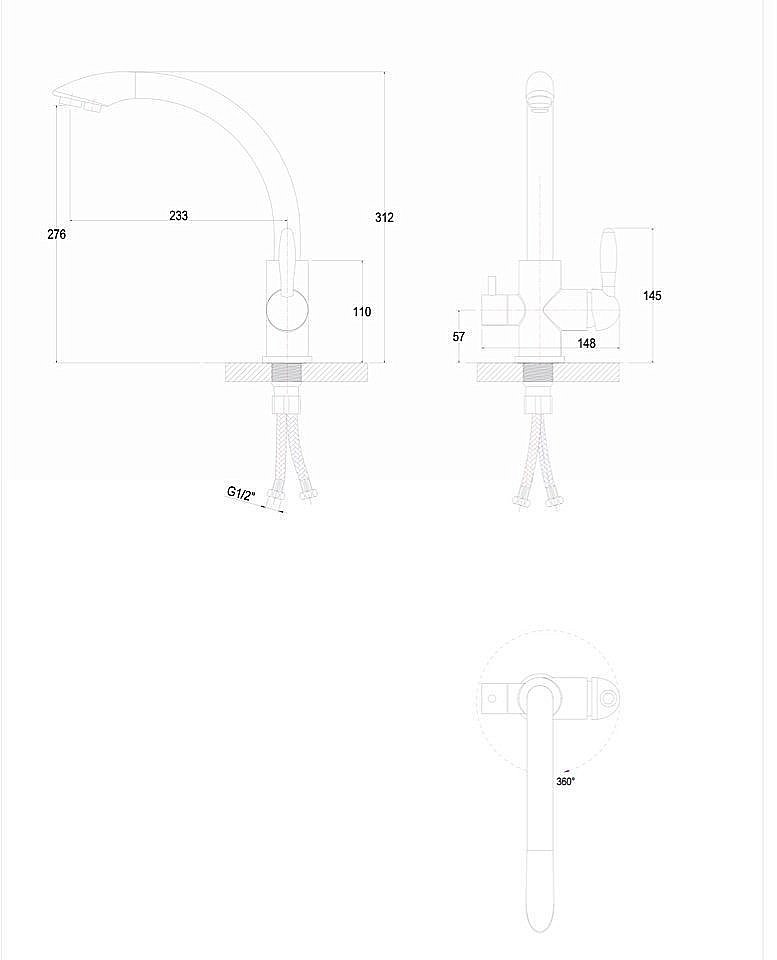 Смеситель для кухни Paulmark Essen Es213001-328 Бежевый, хром купить в интернет-магазине сантехники Sanbest