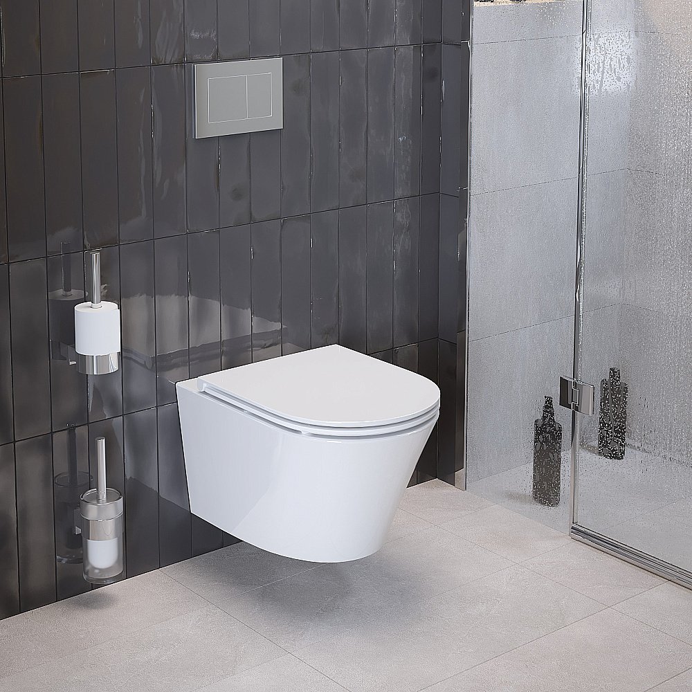 Унитаз подвесной Ambassador Ritz 233K19003RS безободковый, с крышкой микролифт, белый купить в интернет-магазине Sanbest