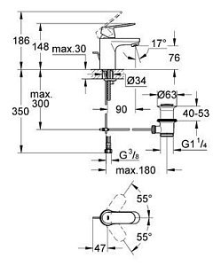 Смеситель для раковины Grohe Eurosmart Cosmopolitan 32825 000 купить в интернет-магазине сантехники Sanbest