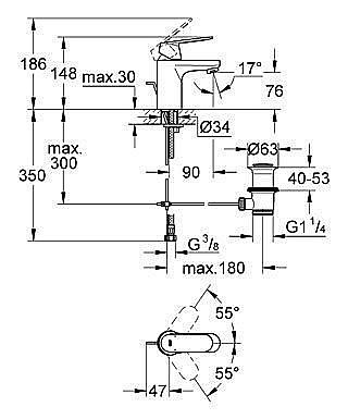 Смеситель для раковины Grohe Eurosmart Cosmopolitan 32825 000 купить в интернет-магазине сантехники Sanbest
