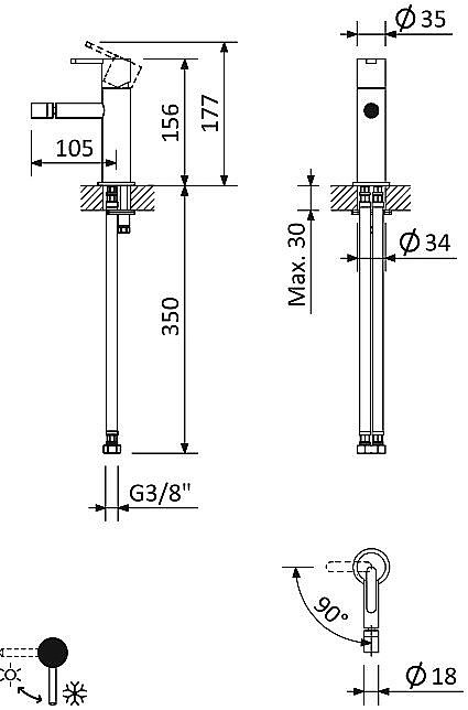 Смеситель для биде Cezares LEAF-BSM-L-BIO Белый матовый купить в интернет-магазине сантехники Sanbest