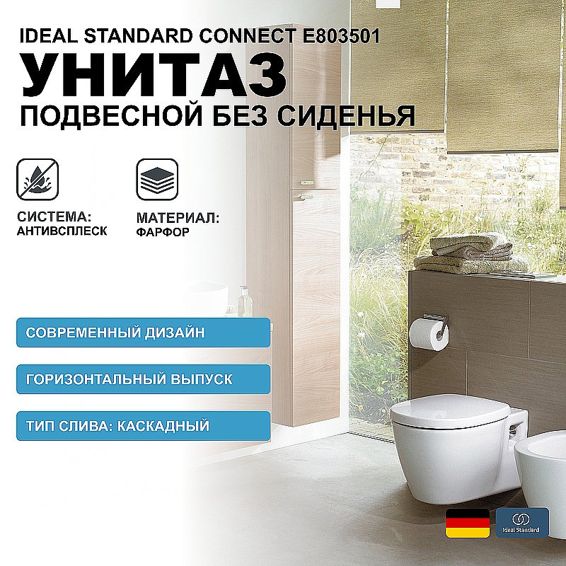 Унитаз подвесной Ideal Standard Connect E803501 белый купить в интернет-магазине Sanbest