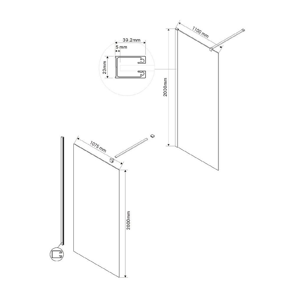 Душевая перегородка Vincea Walk-In VSW-1H110CLB 110x200 купить в интернет-магазине Sanbest