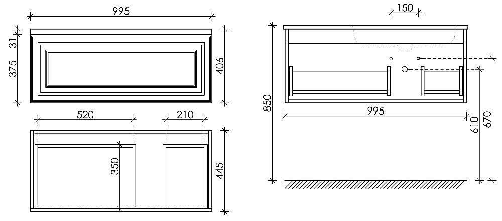 Тумба с раковиной Sancos Very VR100RSM + CN7015 100 для ванной в интернет-магазине Sanbest