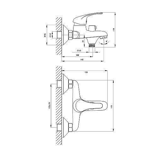 Смеситель для ванны Rossinka A35-30 купить в интернет-магазине сантехники Sanbest